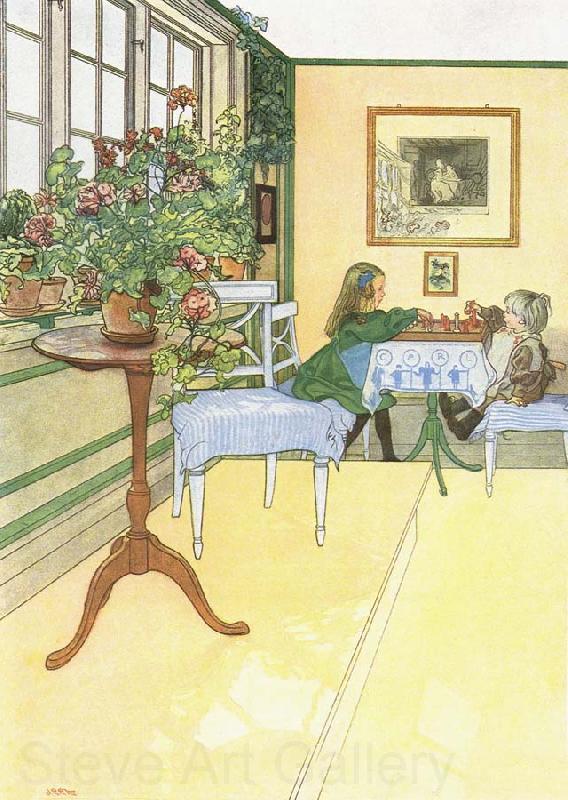 Carl Larsson The Chess Game Norge oil painting art